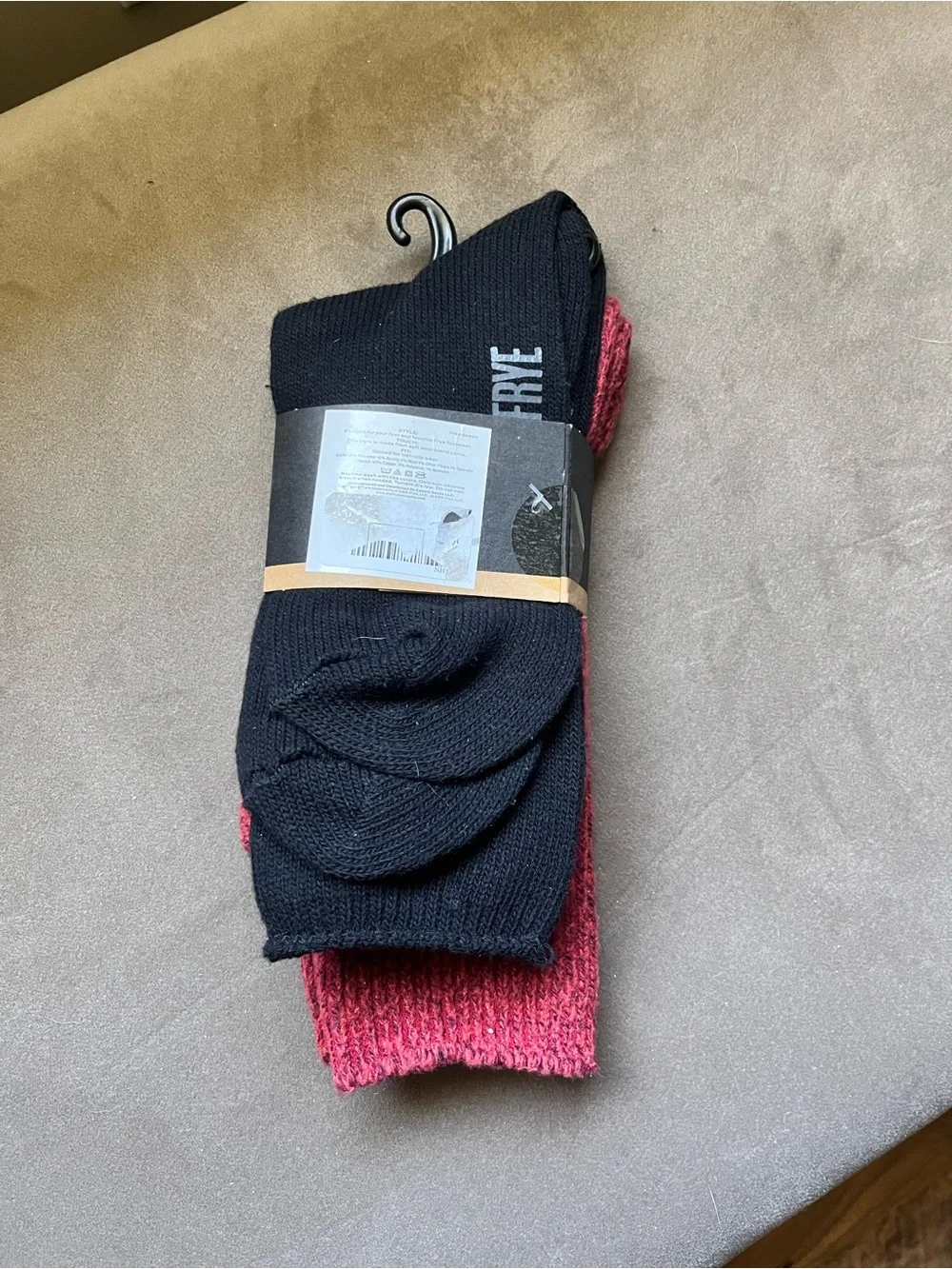 Frye Red/Black Wool Blend Boot Socks